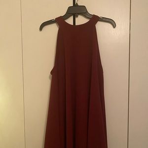 Burgundy trapeze dress high neck